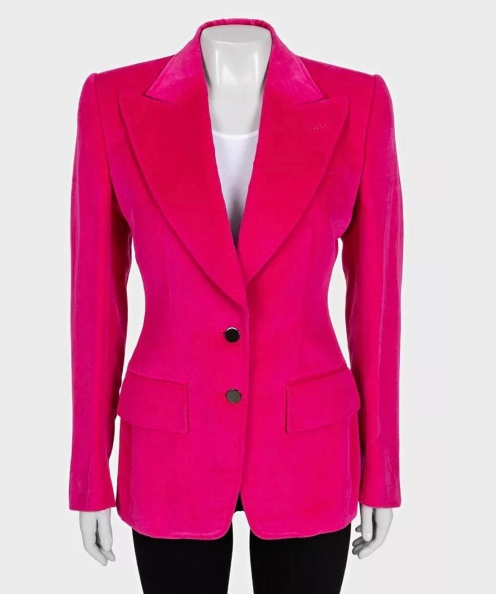 Tom Ford Pink Velvet Fitted Blazer - IT40/S